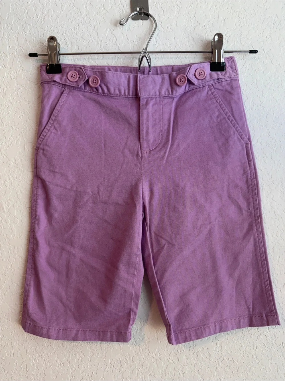 Girl's Ralph Lauren Lilac Button-Waist Bermuda Cotton Shorts